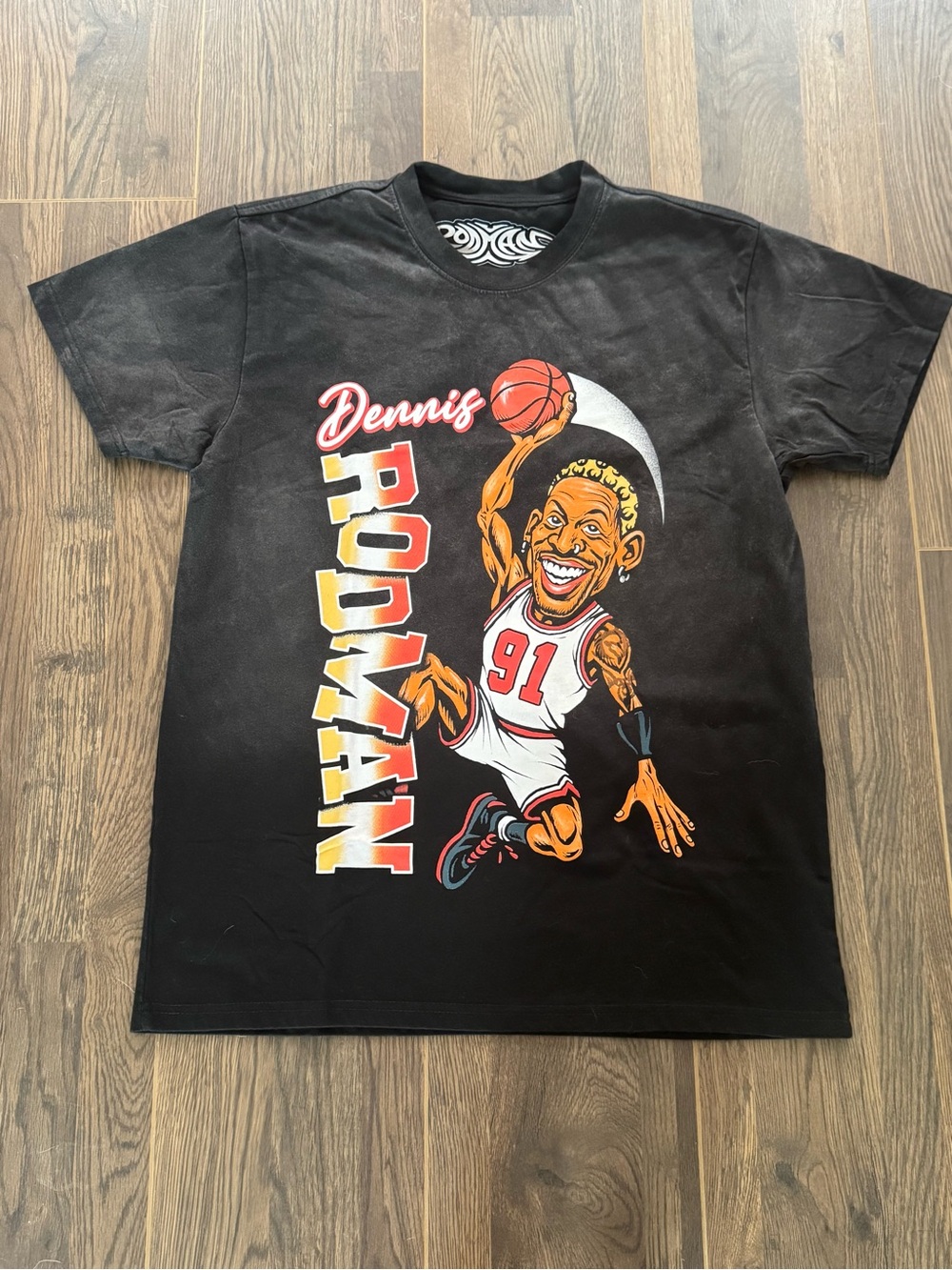 1990’s Style Dennis Rodman NBA Chicago Bulls Cartoon Dunk Graphic Tee NWOT